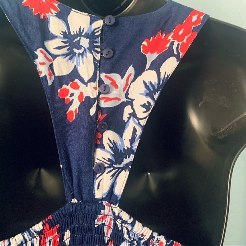 Japna Navy Blue Hawaiian Floral Print Maxi Dress Size XS - Picture 6 of 8